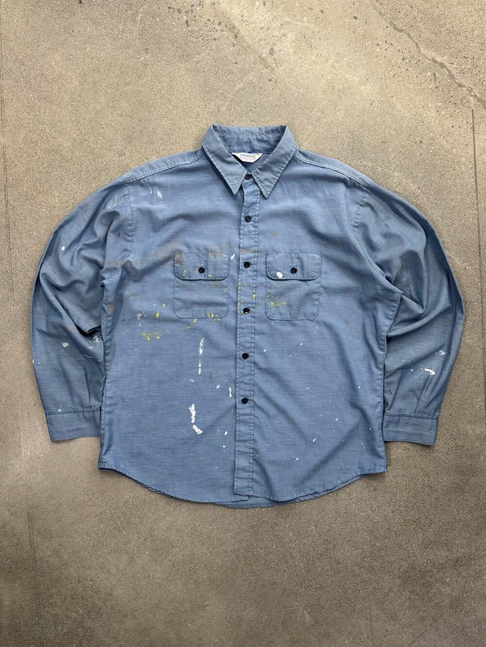 Vintage Five Brother Paint Splatter Chambray Work Shirt - XL